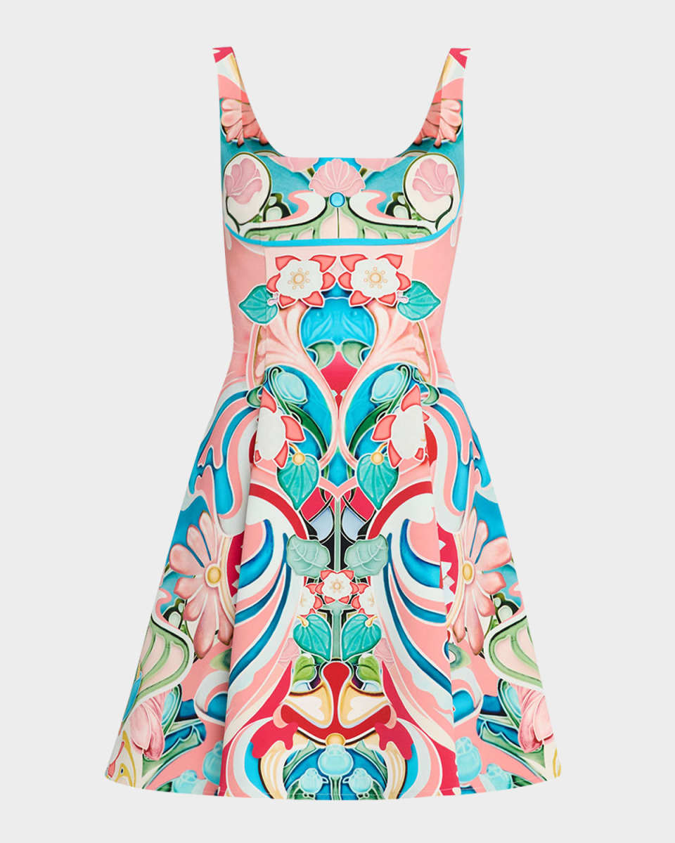 Freya Square-Neck Sleeveless Fit-&-Flare Mini Dress